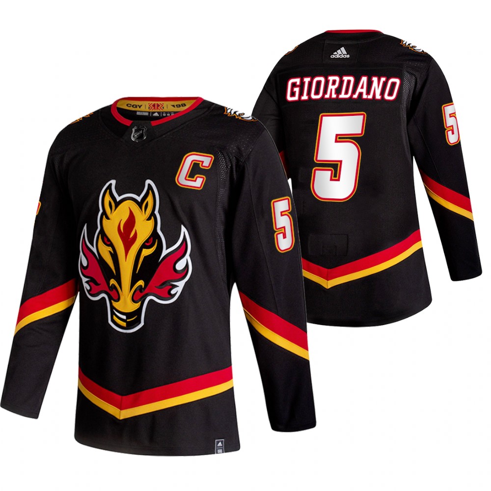 2021 Adidias Calgary Flames 5 Mark Giordano Black Men Reverse Retro Alternate NHL Jersey